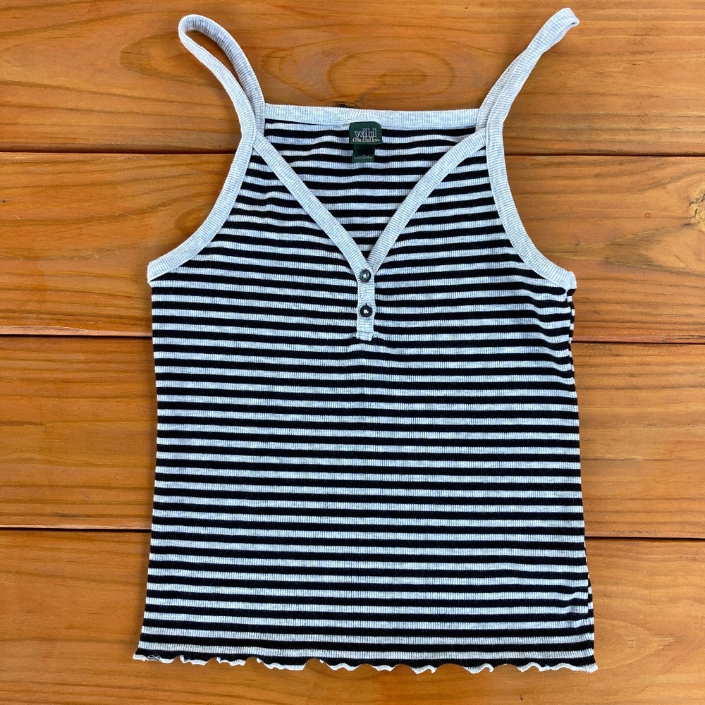Black and Gray Striped Ribbed Tank Top, Wild Fable Size Medium